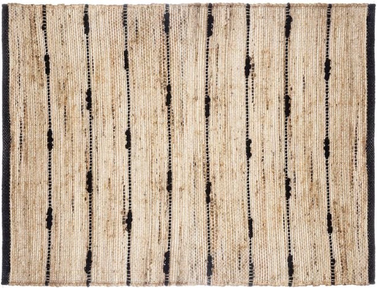 Rechthoekige jutemat met katoenen kras 60x90 cm - Coton|Jute - Wit - SILUMEN